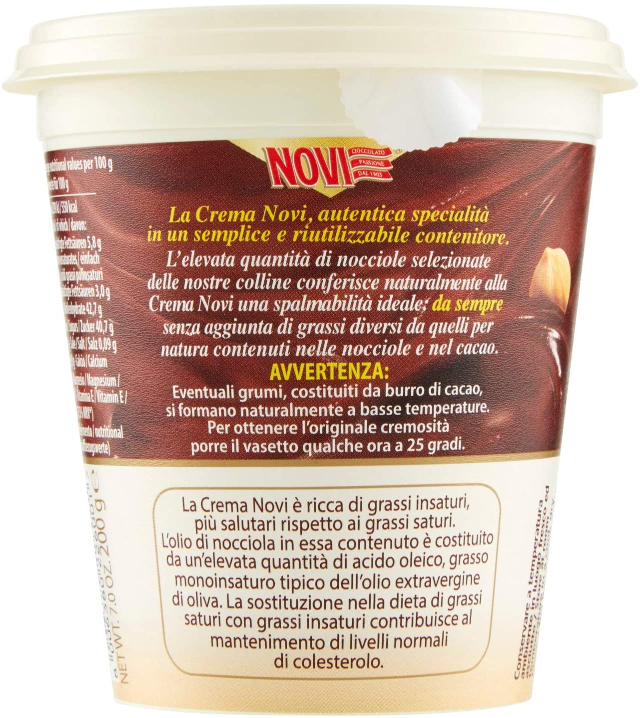 Novi CremaNovi Hazelnut Cream 45% Chocolate Hazelnuts, 200g - Image 2