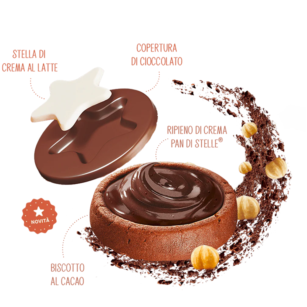 Pan di Stelle Biscocrema, Cocoa and Hazelnut biscuits with Pan di Stelle cream, 168 g - Image 3