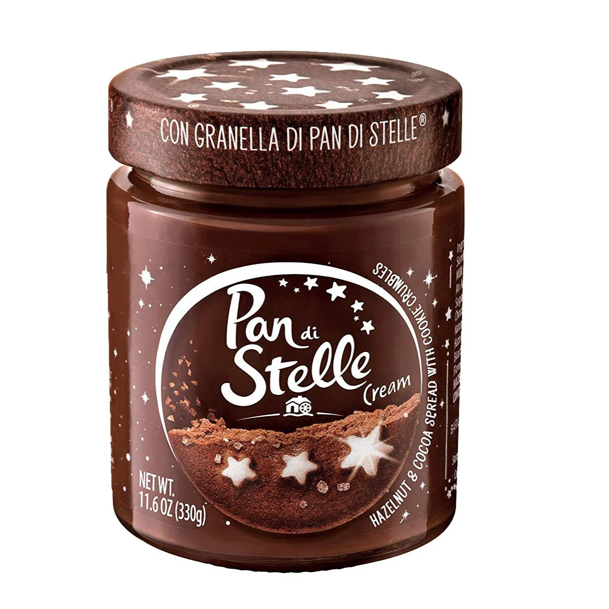 Pan Di Stelle Cream, Cocoa Hazelnut Spread, 100% Italian hazelnuts, Made in Italy, Chocolate spread, 580g