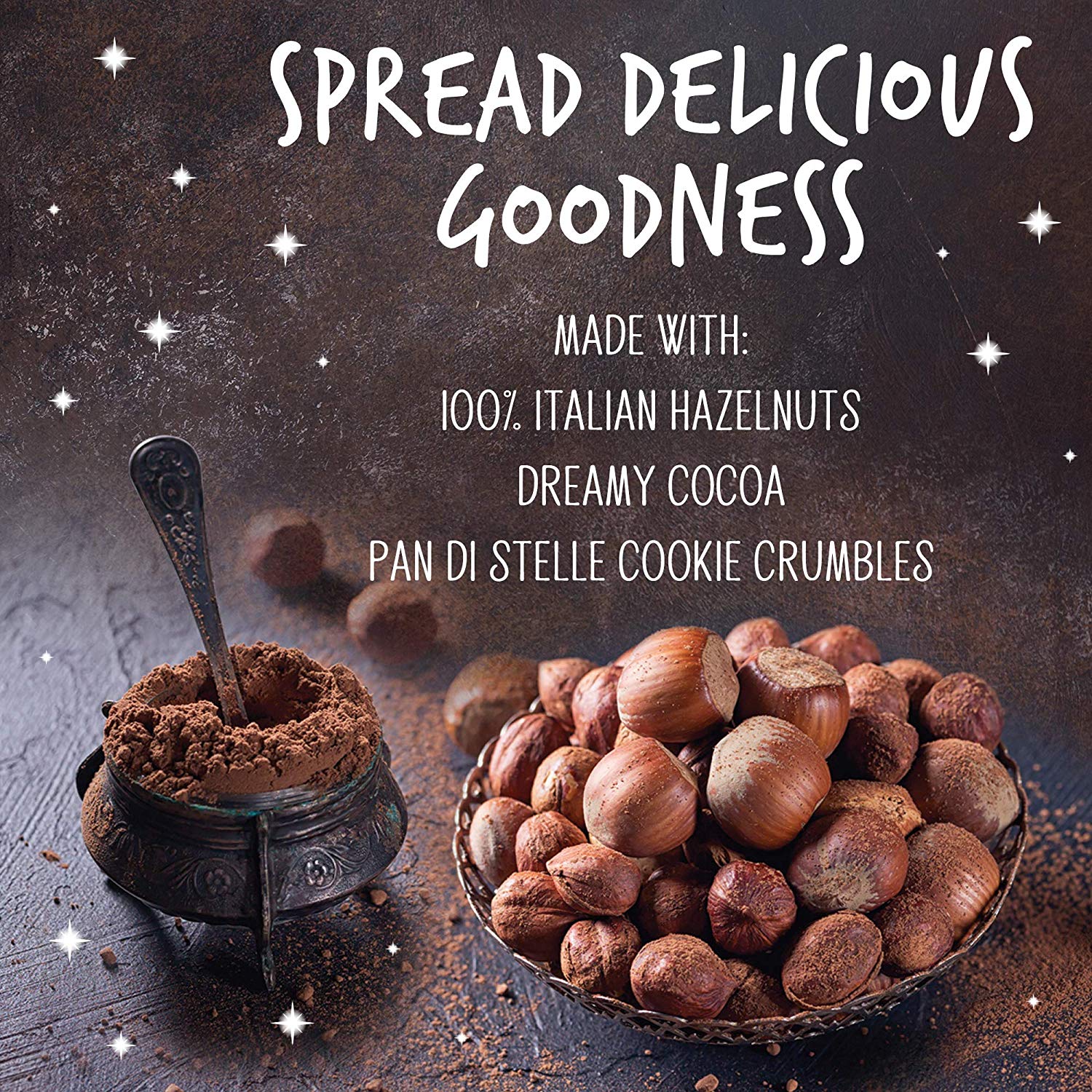 Pan Di Stelle Cream, Cocoa Hazelnut Spread, 100% Italian hazelnuts, Made in Italy, Chocolate spread, 580g - Image 4