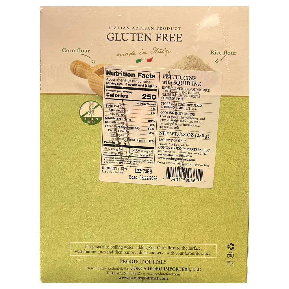 Paolo's Gluten Free Fettuccine With Squid Ink, Corn & Rice Flour, 8.8 oz | 250g - Image 2
