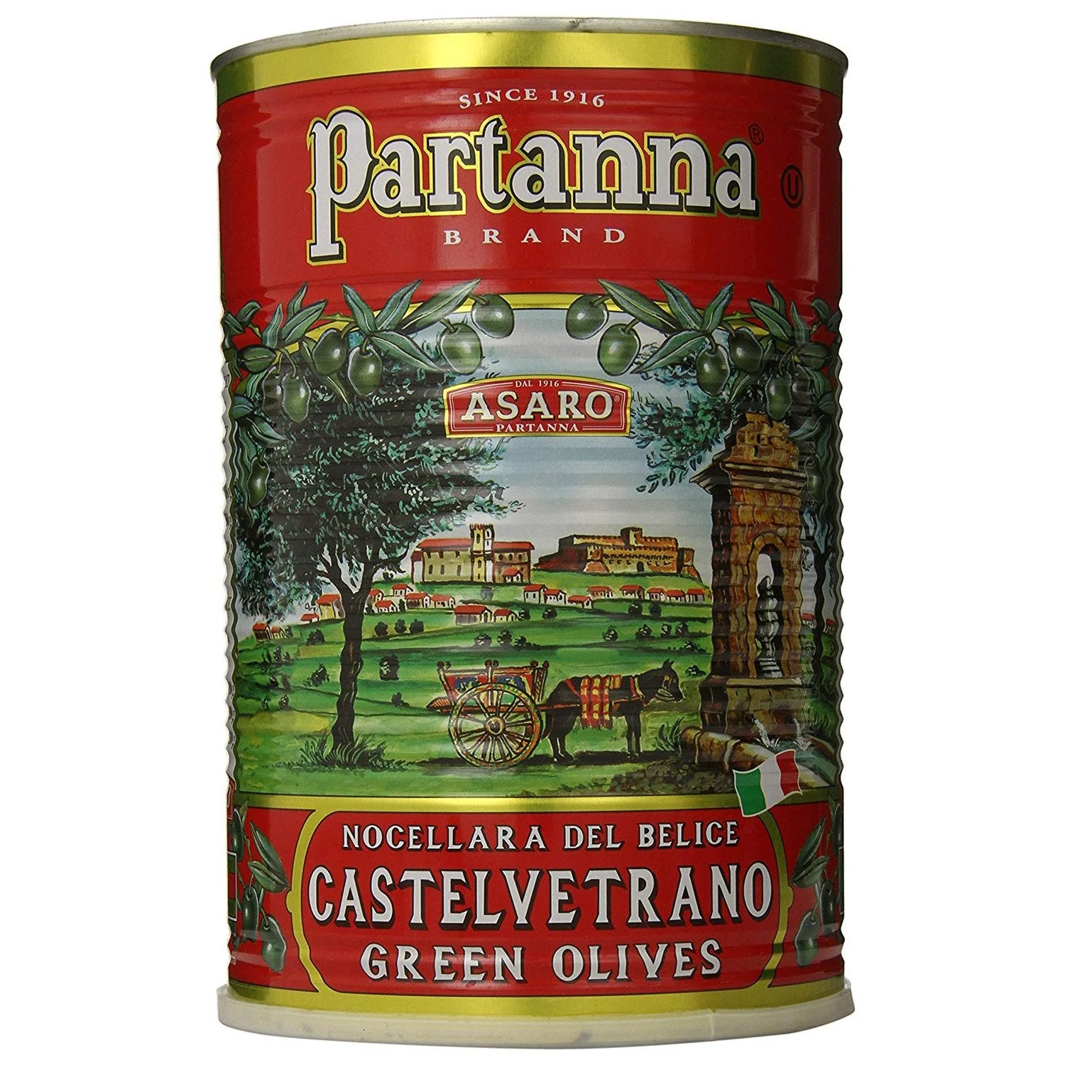 Partanna PITTED Castelvetrano Green Olives, 144.62 oz | 4.1 kg