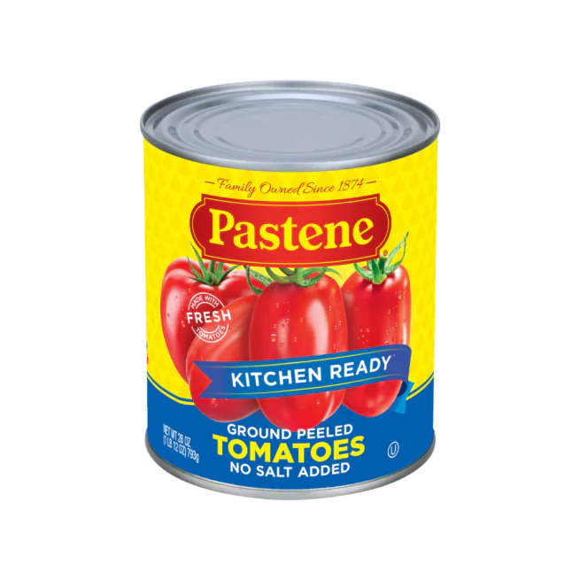 Pastene Ground Peeled Tomatoes, Kitchen Ready, No Salt, 28 oz