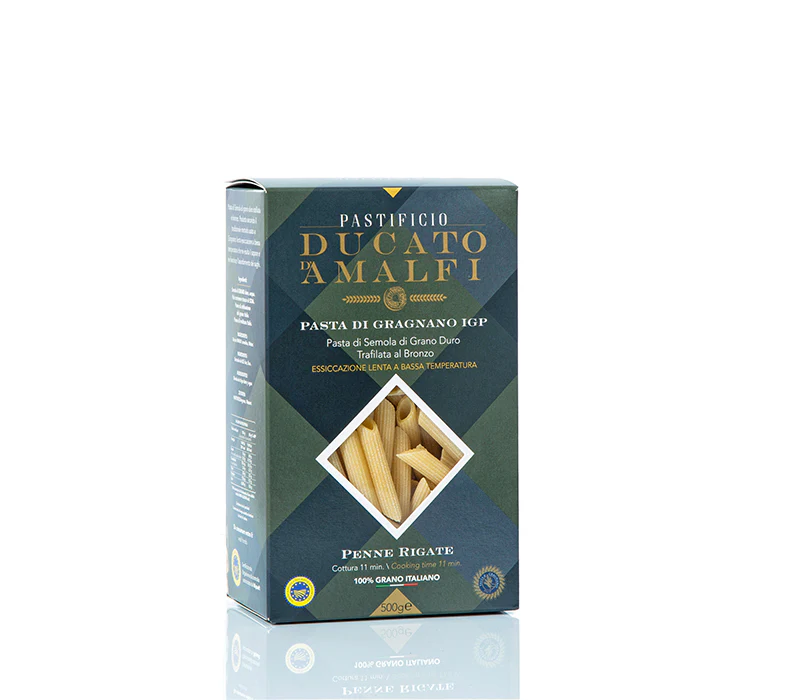 Pastificio Ducato d’Amalfi – Penne Rigate di Gragnano PGI 17.6 oz (500 g) | Artisan Italian Pasta | PGI Certified