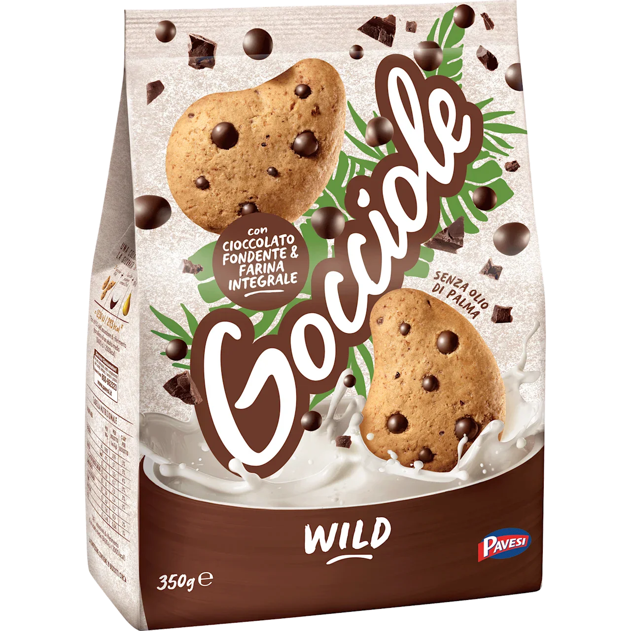 Pavesi Gocciole Wild Whole‑Wheat Chocolate‑Chip Cookies – 12.3 oz | 350 g