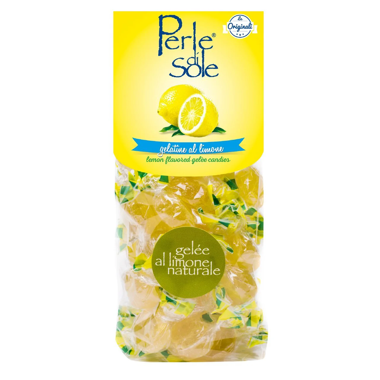 Perle di Sole Lemon Flavored Gelèe Candies, 3.52 oz. Bag - 100g