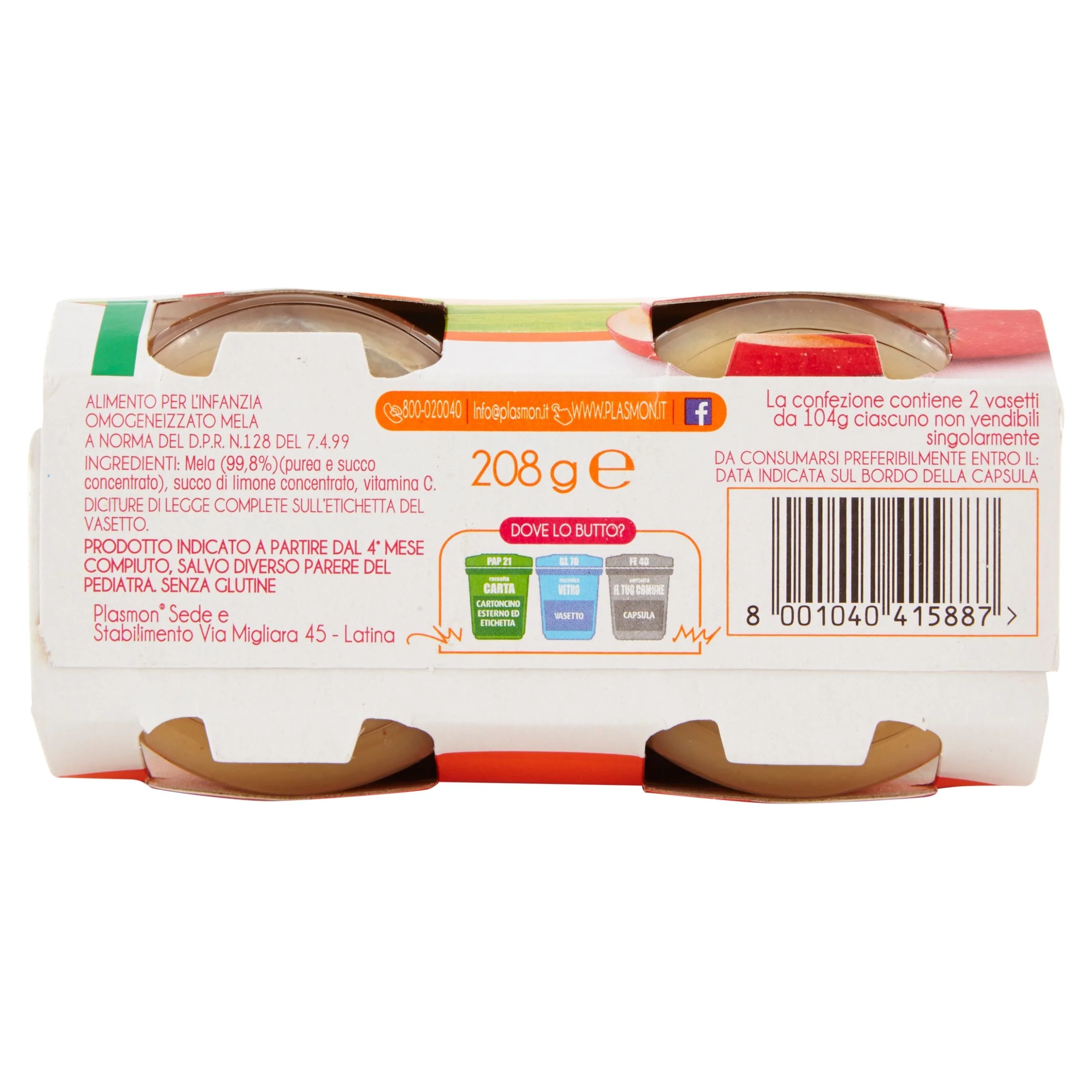 Plasmon Apple Sauce, Omogeneizzato Mela, 2 x 104 g - Image 5