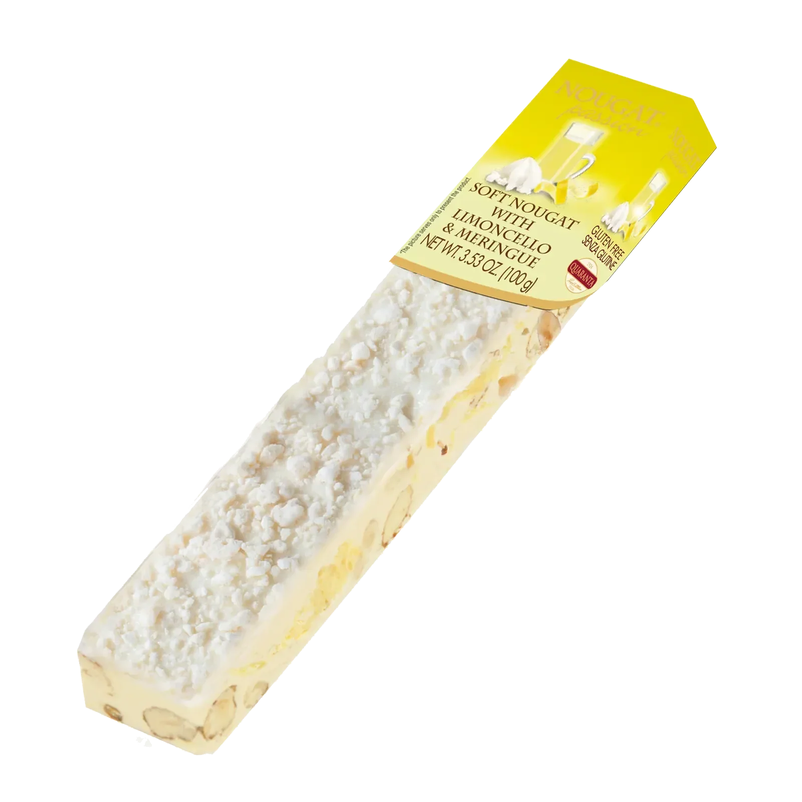 Quaranta Soft Nougat w/ Limoncello Liqueur Creme, Torrone Stick, 3.5 oz | 100g