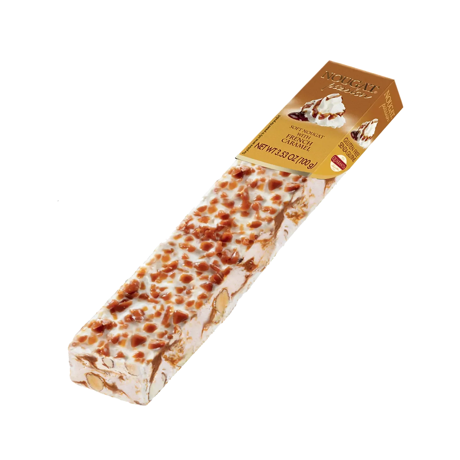 Quaranta Soft Nougat w/ Salted Caramel, Torrone Stick, 3.5 oz | 100g