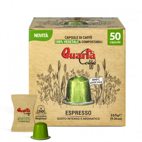 Quarta Caffè Intense and aromatic, compostable&100% vegetable Nespresso Capsules, 30pcs
