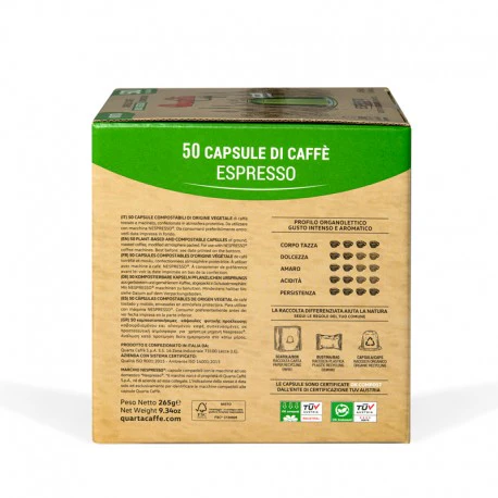 Quarta Caffè Intense and aromatic, compostable&100% vegetable Nespresso Capsules, 30pcs - Image 3