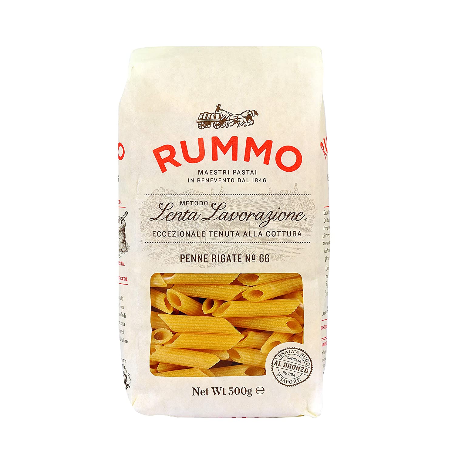 Rummo Pasta Penne Rigate, #66, 1 lb | 454g