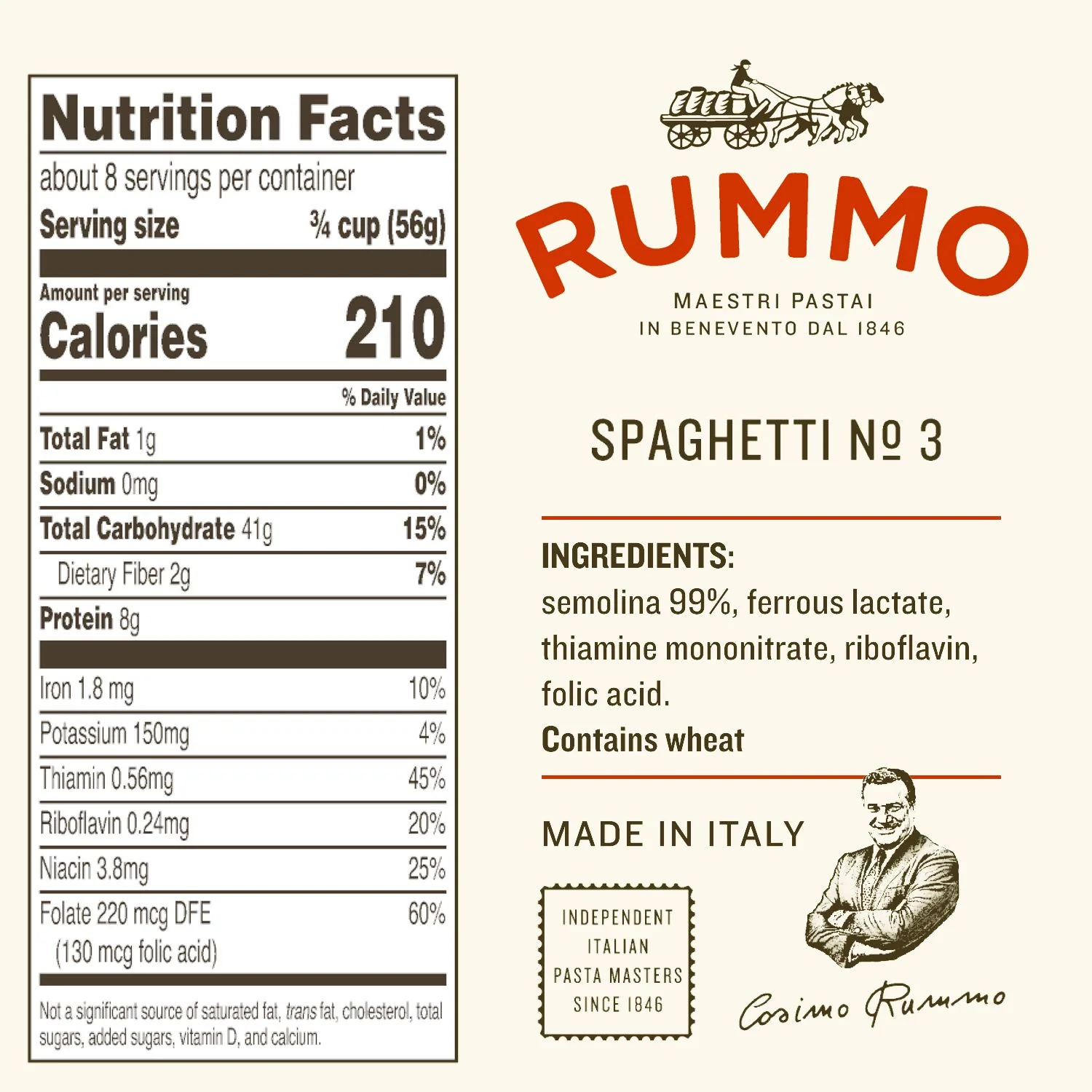 Rummo Pasta Spaghetti, #3, 1 lb | 454g - Image 2
