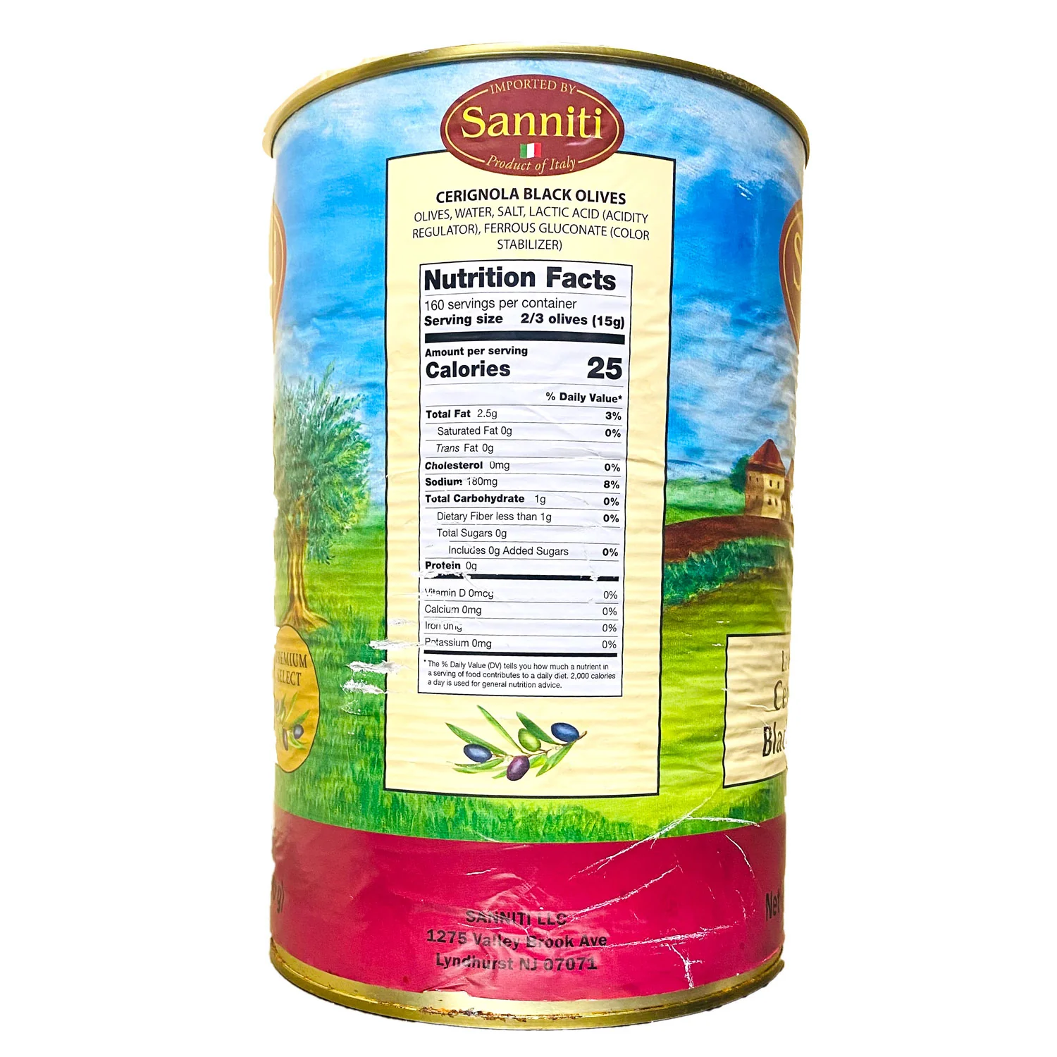 Sanniti Black Cerignola Olives, 149.91 oz | 4250g Tin - Image 2