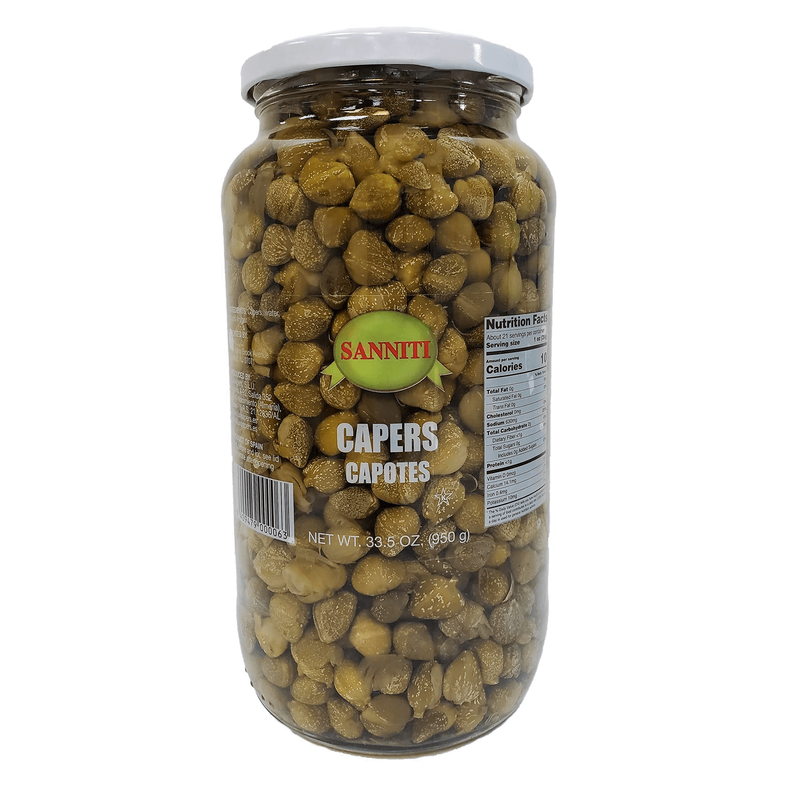 Sanniti Capers Capotes in Vinegar and Salt Brine, 33.5 oz | 950g