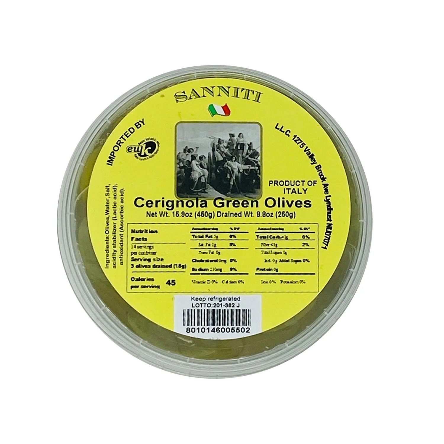 Sanniti Green Cerignola Olives, Drained Wt. 8.8 oz | 250g - Image 2
