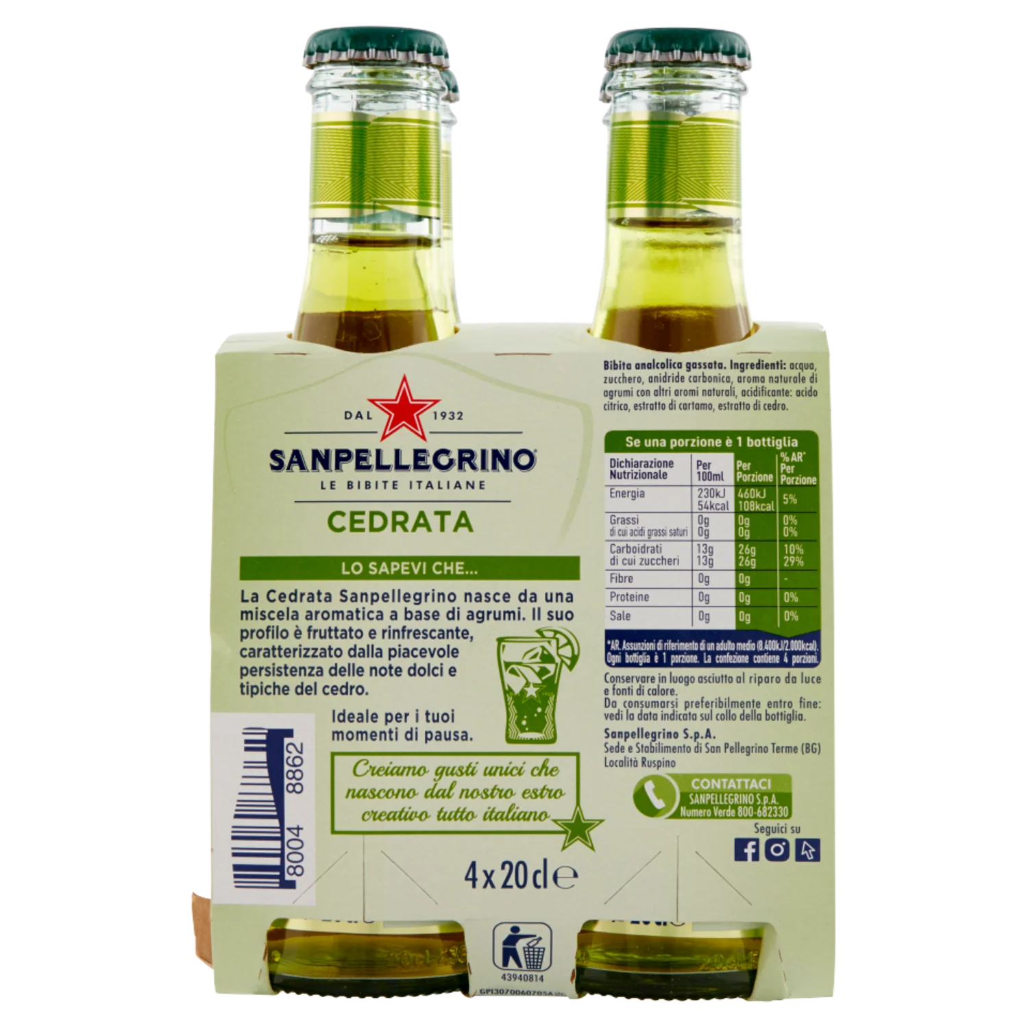 SanPellegrino Soda, Cedrata Citron, 6.8 oz, 4 pack - Image 3