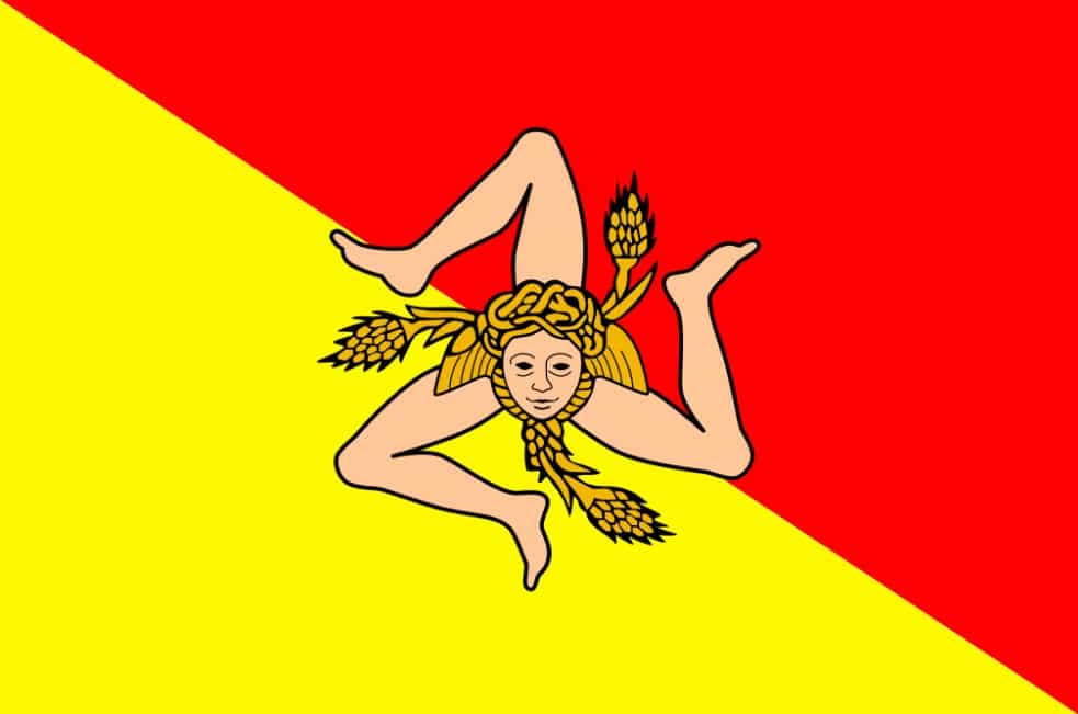 Sicilian Flag on Wood Stick, 12" x 18" - Image 2