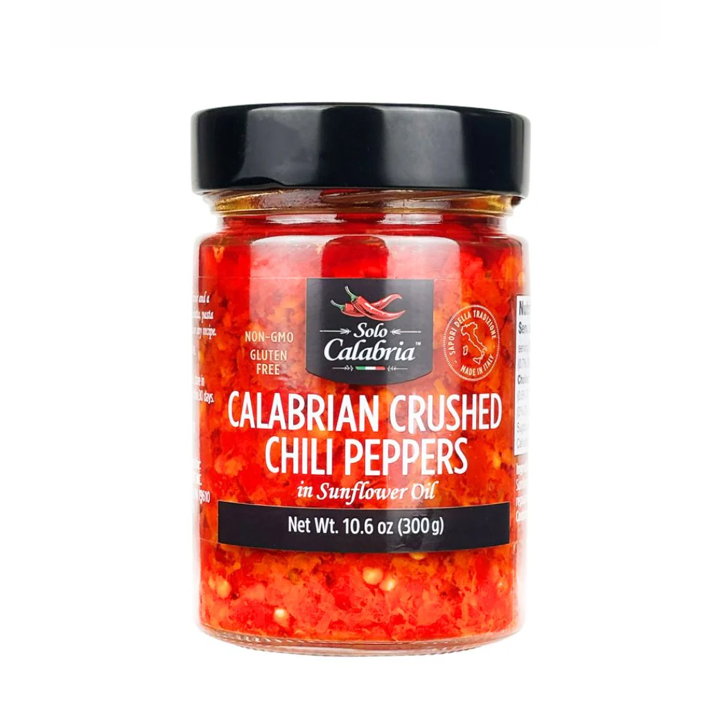 Solo Calabria Calabrian Crushed Chili Peppers in Sunflower Oil – 10.6 oz (300g) | Product of Italy
