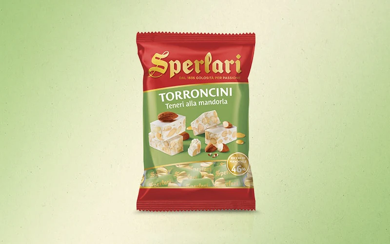 Sperlari Soft Nougat Chunks with Almonds, Torronicini Teneri Mandorla, 4.58 oz