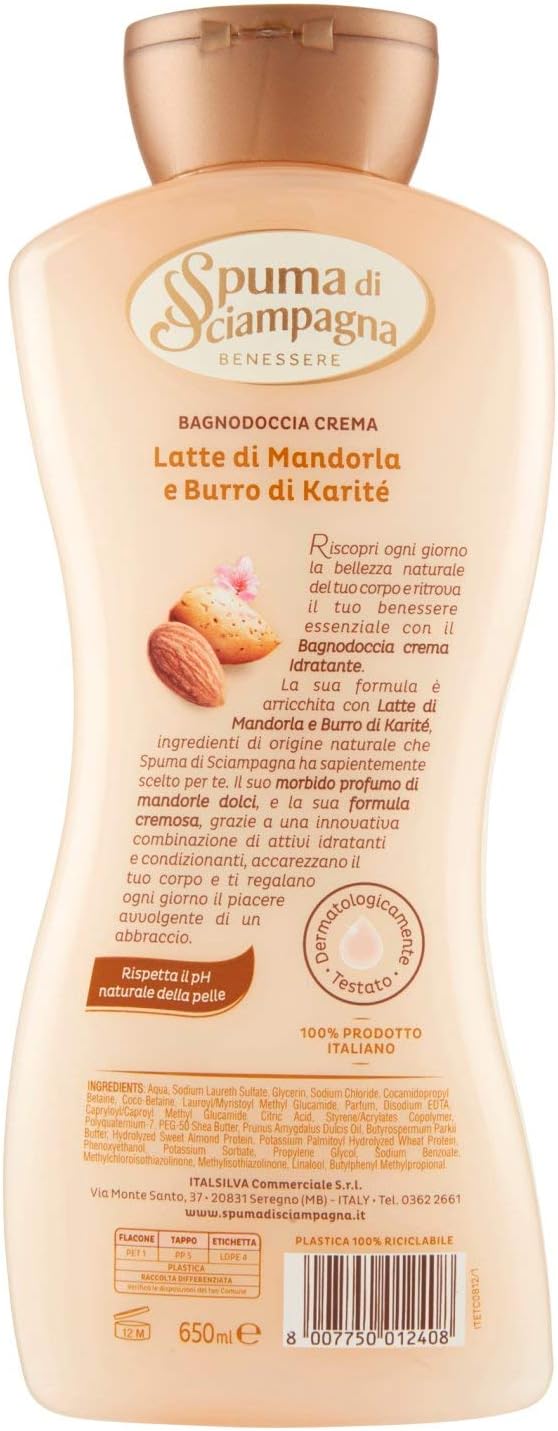 Spuma di Sciampagna Bodywash, Moisturizing Cream with Almond Milk, 650ml - Image 2
