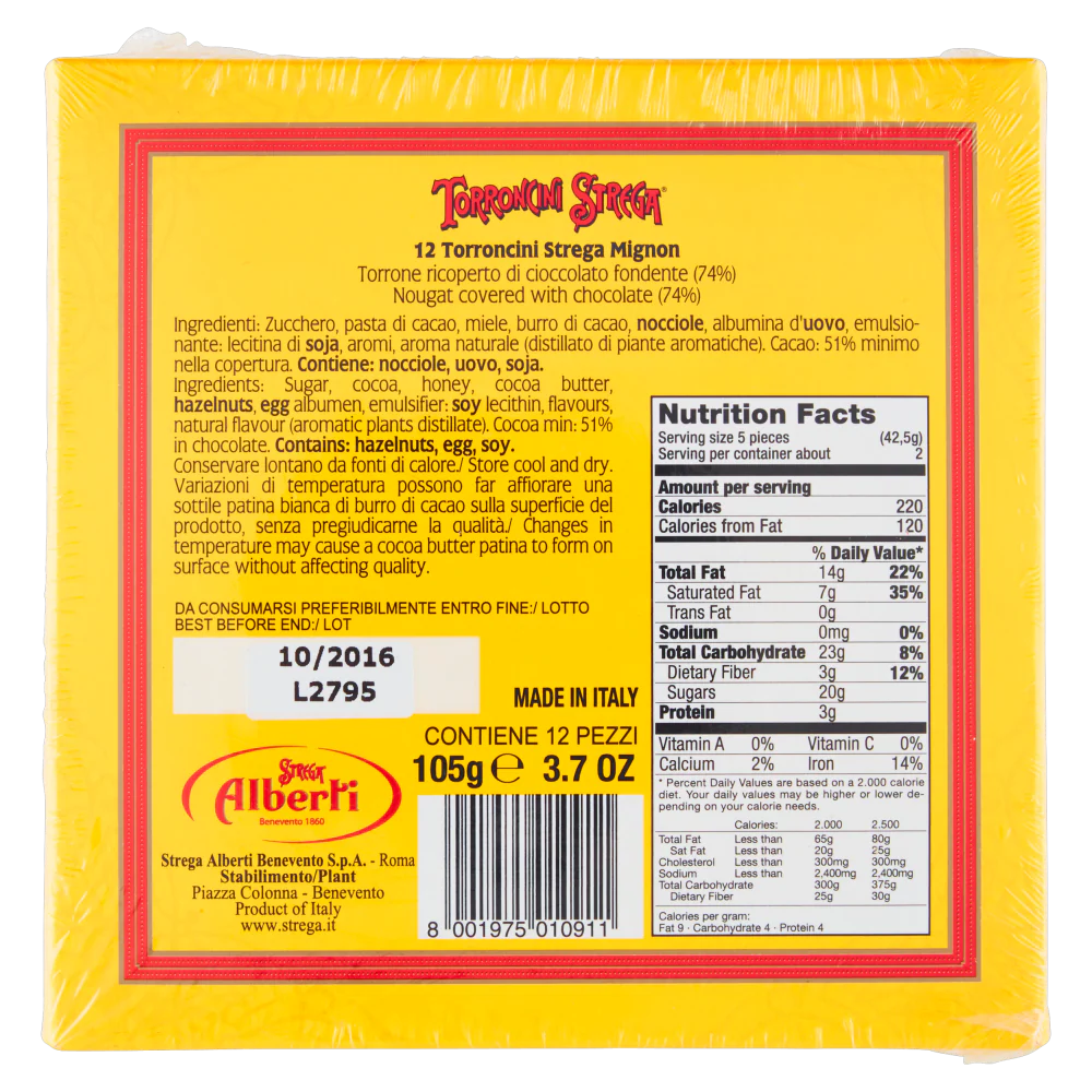 Strega Mini Hard Nougat, Torroncini Strega, 12 Piece Box, 3.7 oz | 105g - Image 2