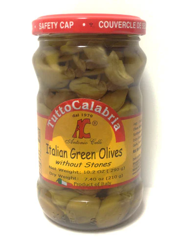 Tutto Calabria Pitted Italian Green Olives, 10.2 oz