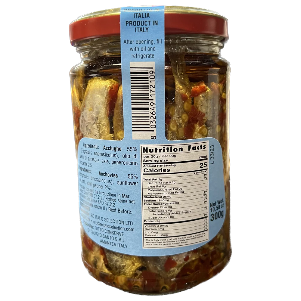Tutto Conserve Whole Calabrian Spicy Anchovies in Oil, 10.58 oz | 300g - Image 3