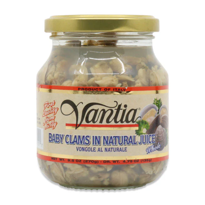 Vantia Baby Clams In Natural Juice, 9.5 oz.
