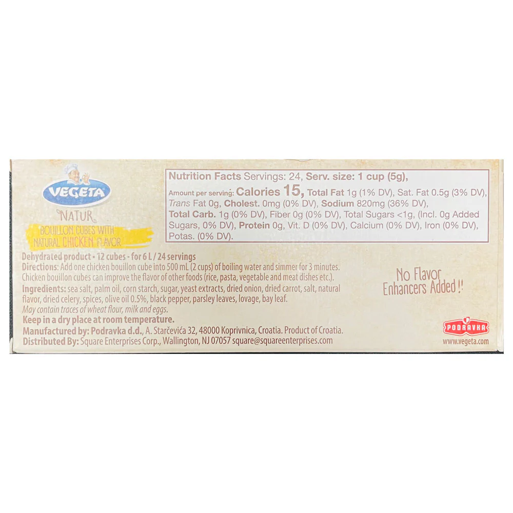 Vegeta Natur Bouillon Cubes: Chicken Stock, 12 cubes, 4.2 oz | 120g - Image 2