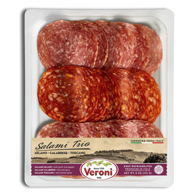 Veroni Pre-Sliced Salame Trio, 4 oz | 113g