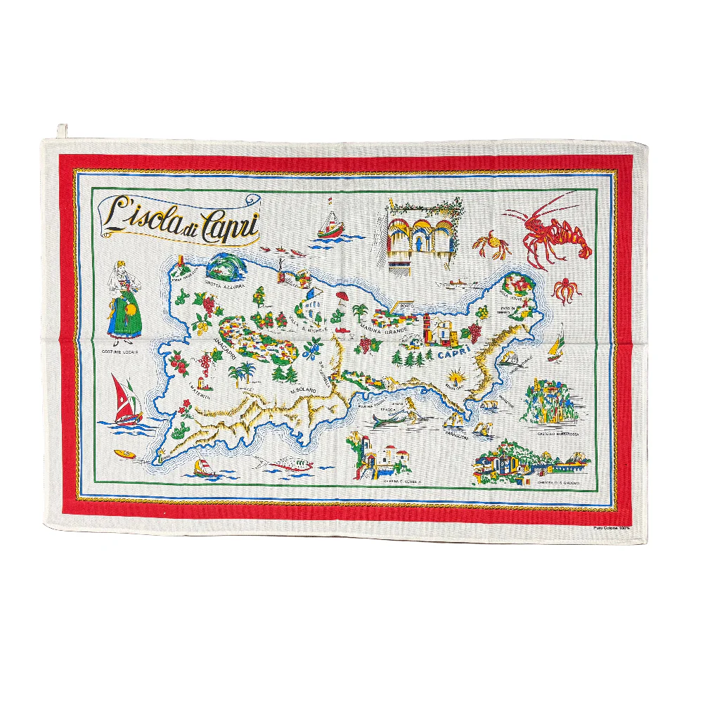 Vintage Cotton Tea Towel l Wall Hanging Region Historic Map Italy - Image 2