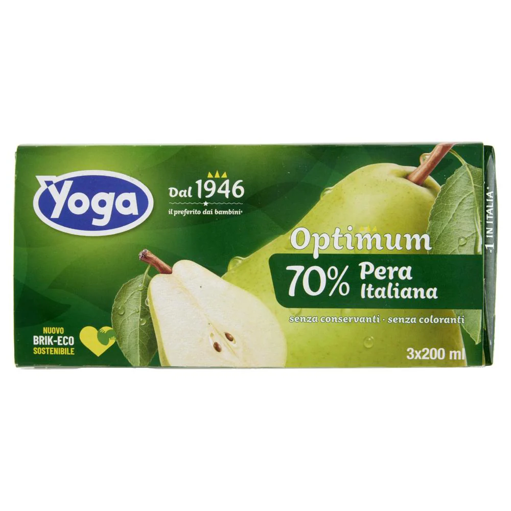 Yoga Optimum 70% Italian Peach Juice, 3 x 200ml Bricks | Product of Italy